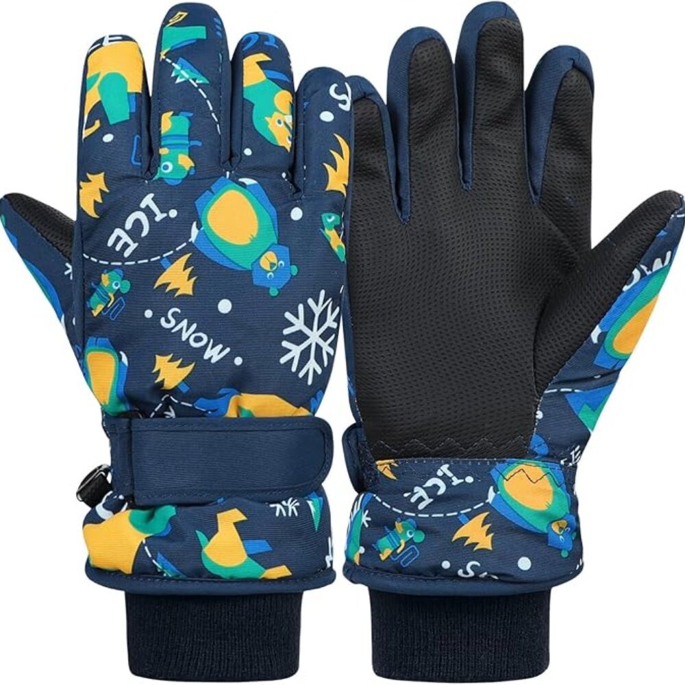 Kids Winter Mittens - Blue and Yellow